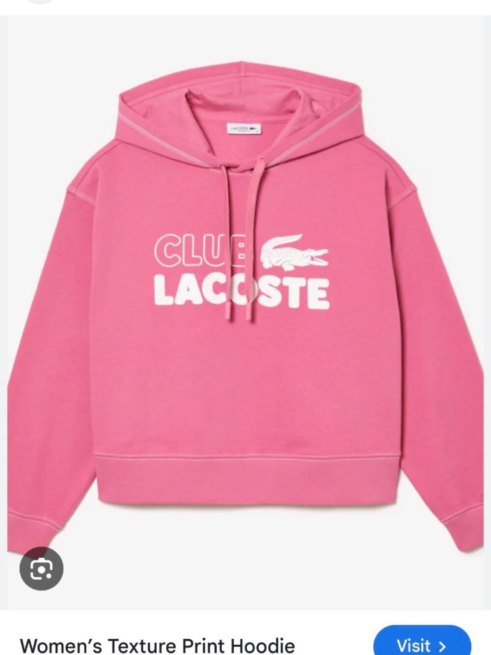 Club Lacoste Womens Textured Print Hoodie